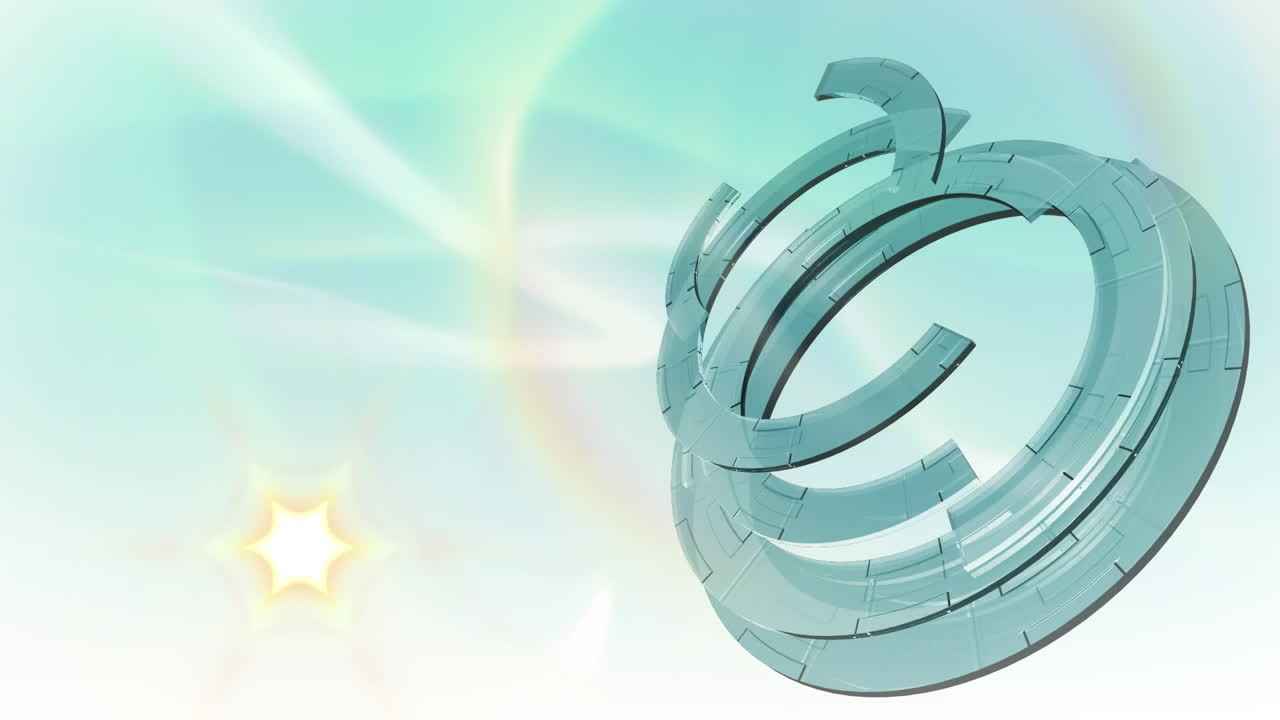 파란색 배경에 둥근 스캐너에 대한 노란색 빛의 점의 디지털 애니메이션