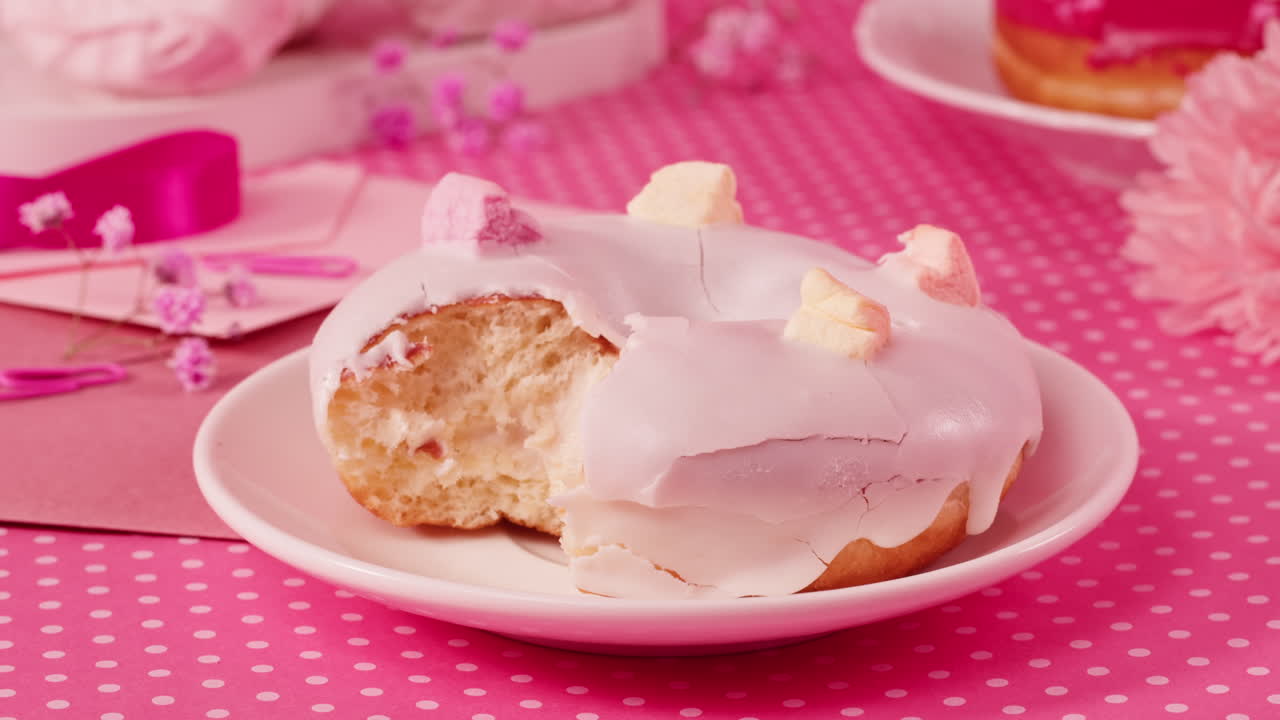 Pink Table Decor with Dessert and Empty Plate
