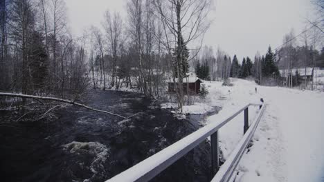 Winter-dark-blue-river-in-slow-motion-with-waves