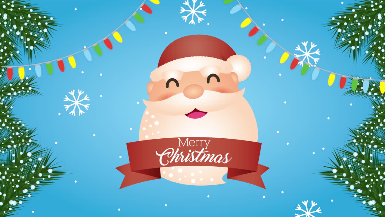 산타클로스 머리와 함께 해리 크리스마스 애니메이션