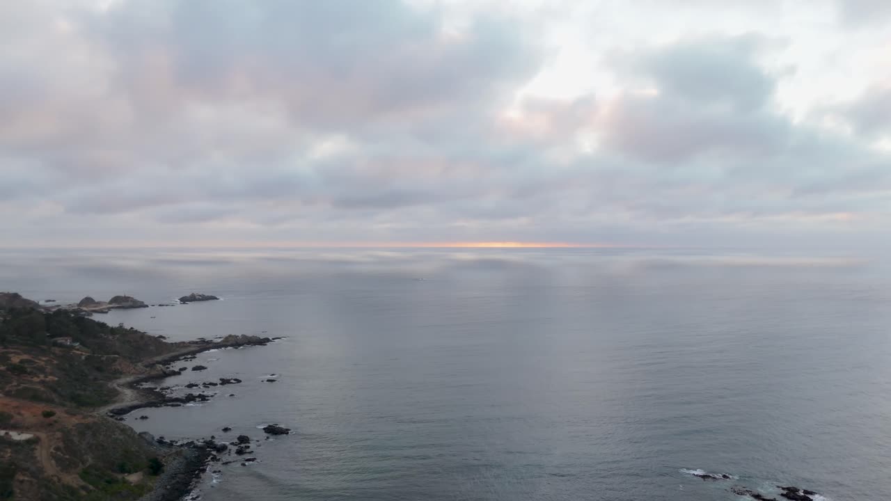 Quintay Chile Casablanca Valparaiso beach sea foam, morning drone view