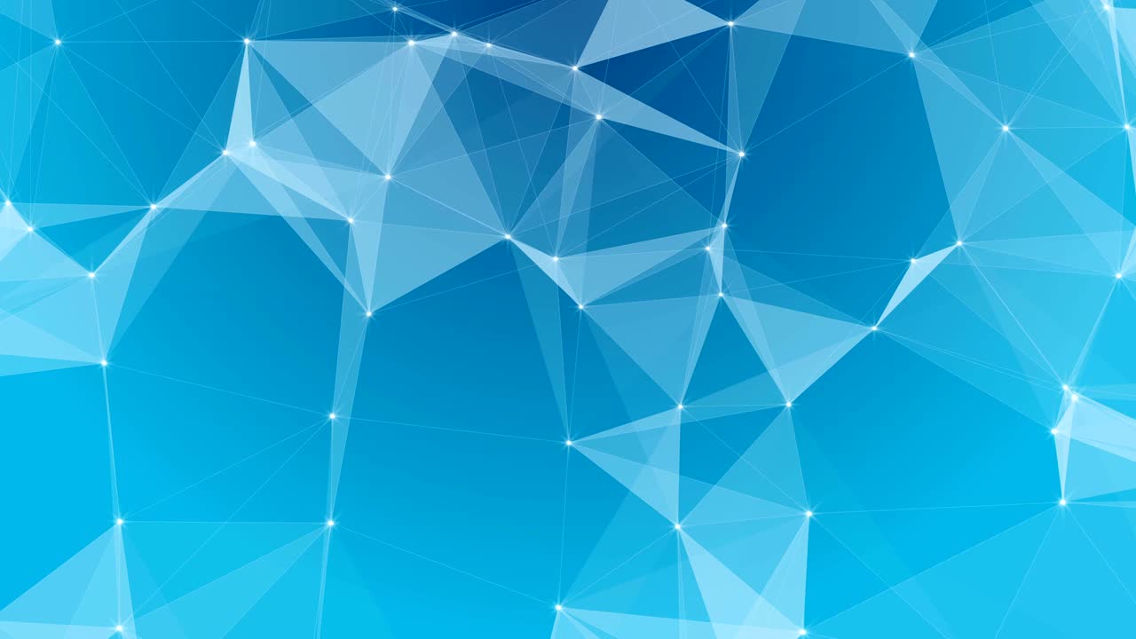 Plexus of abstract lines, triangles and dots. Blue background. Loop animations.