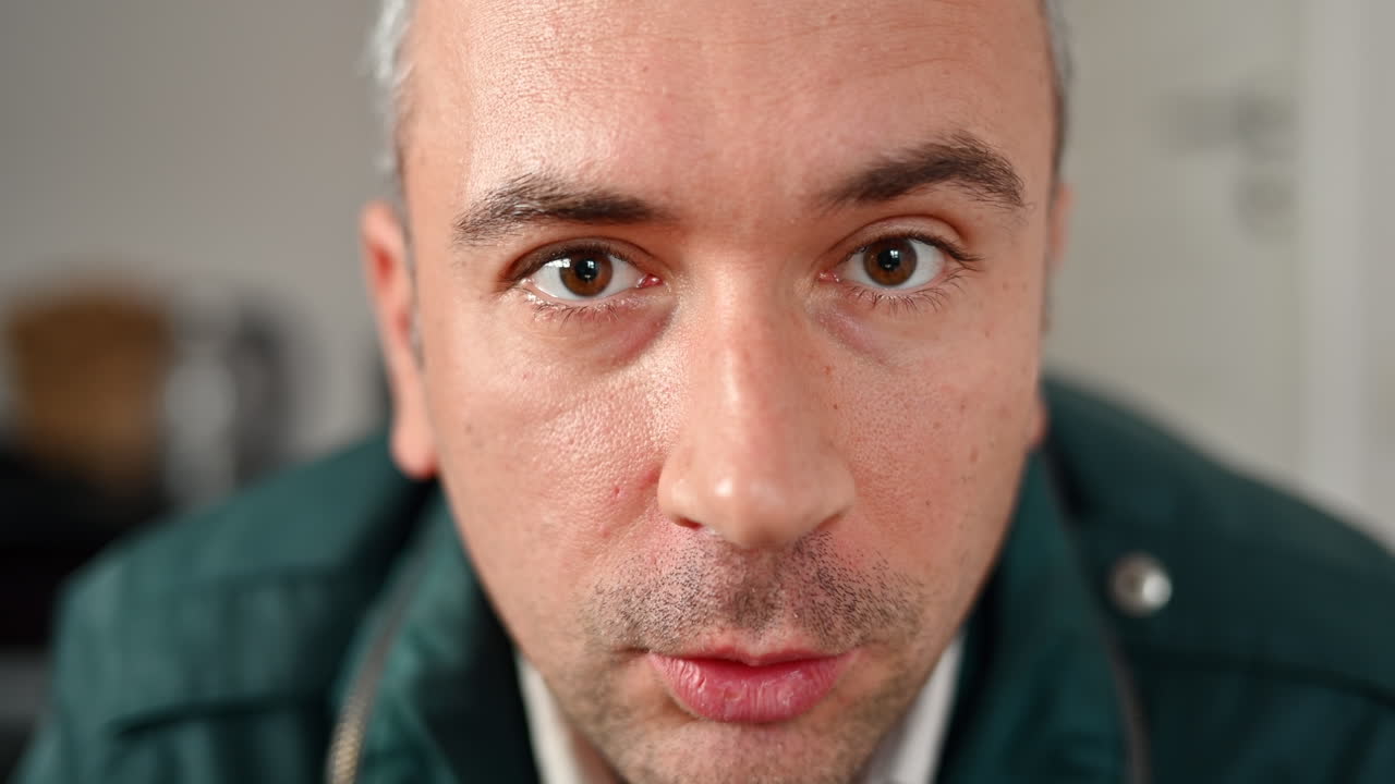 Close up of a man talking fast