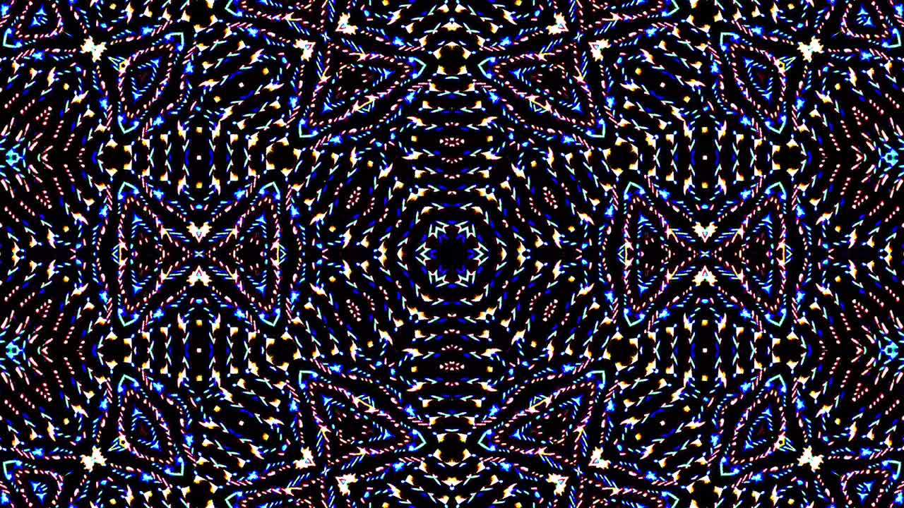 colorful lines glowing waves flower shape background kaleidoscope abstract