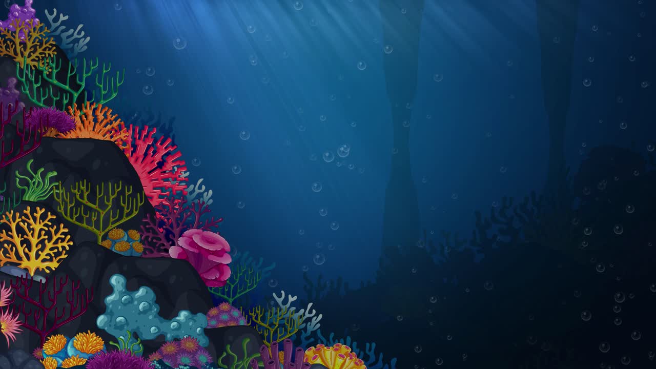 Animated progression of a vibrant coral reef scene