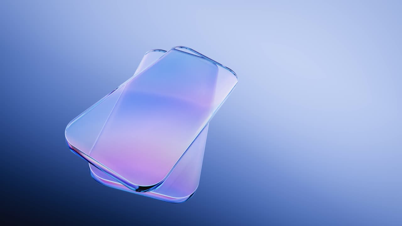 Rotating Transparent Glass Panels with Iridescent Reflections