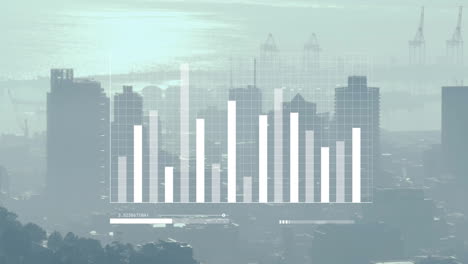 Animation-Der-Finanzdatenverarbeitung-über-Dem-Stadtbild