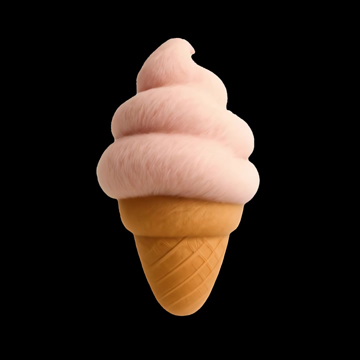 Rendering 3D di cono gelato rosa soffice