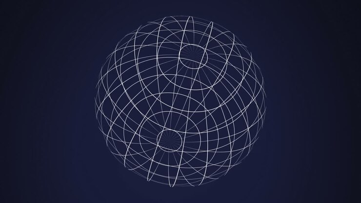 Animazione di una griglia bianca di un globo digitale che ruota.