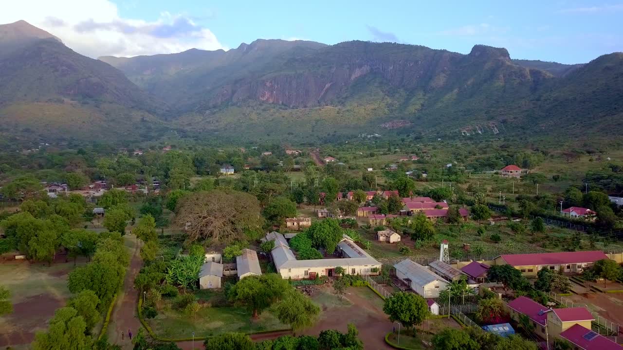 Aerial Of Moroto Town With Mount Moroto In The Background, Uganda, Africa