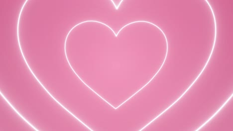 seamlessly looping hypnotic neon heart shaped tunnel on pink background