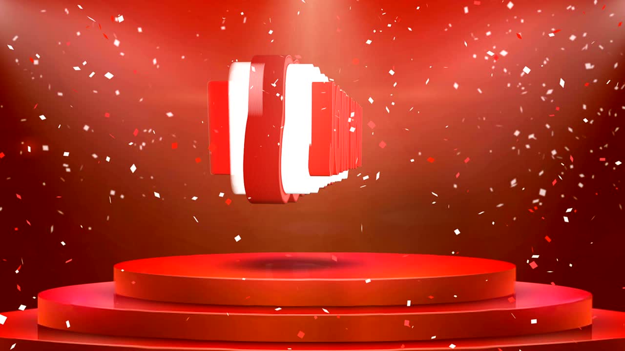 Join Now Text Animation Stage Podium Confetti Loop Animation