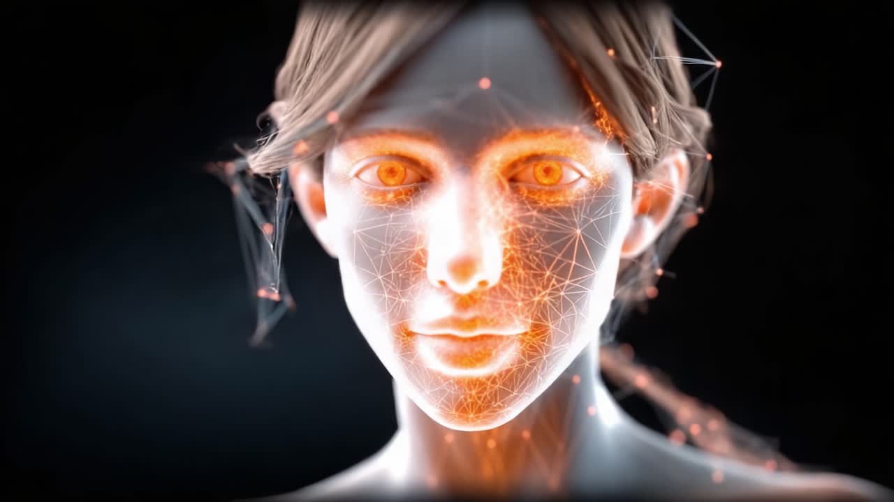 Exploring the Fusion of Technology and Art in a Stunning Digital Representation of a Human Face, Showcasing a Mesmerizing Blend of Realism and Abstract Geometry