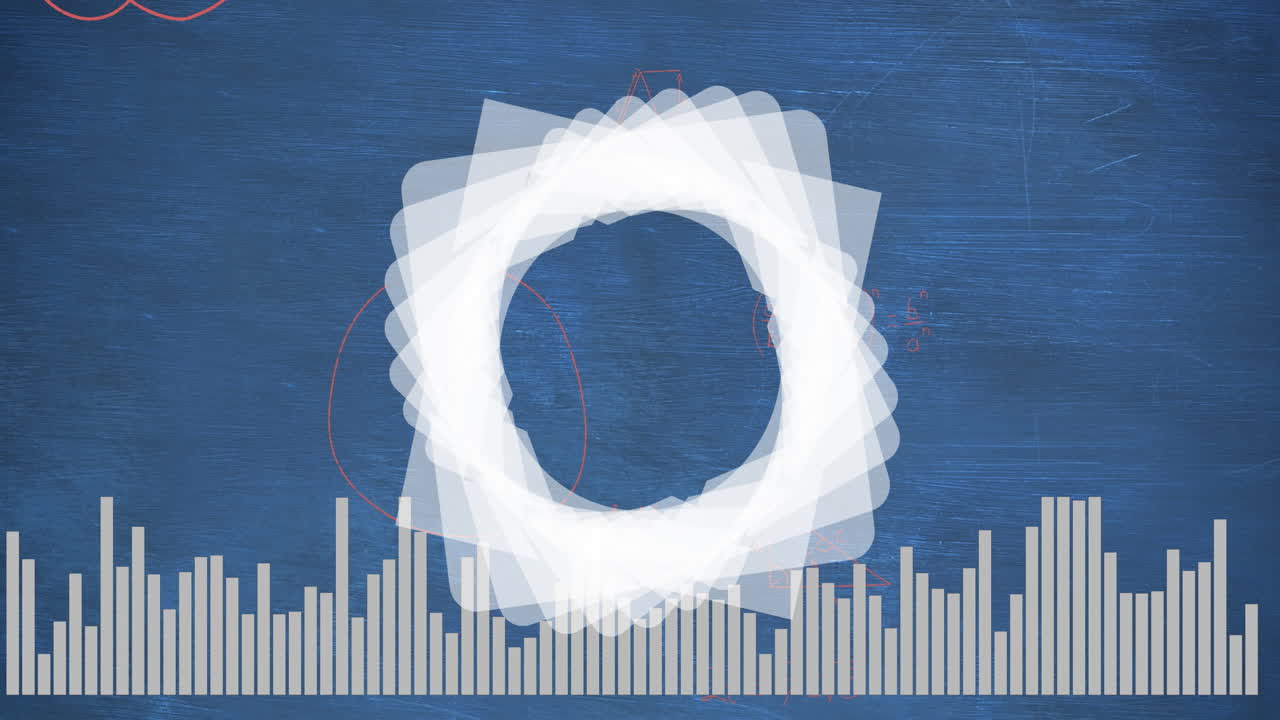 통계 데이터 처리, 회전 추상 둥근 모양 및 수학 방정식의 애니메이션