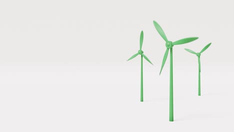 wind turbines spinning on white background.seamless looping animation.3d rendering.