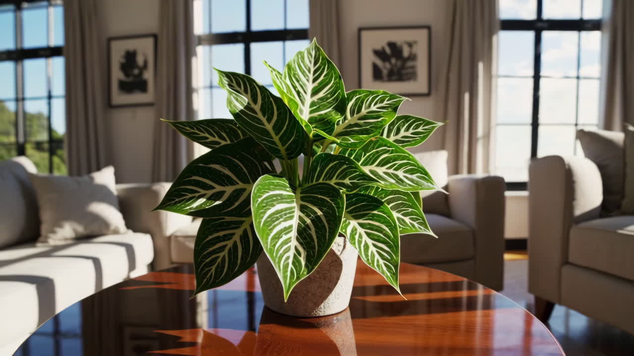 Stylish Living Room with Greenery