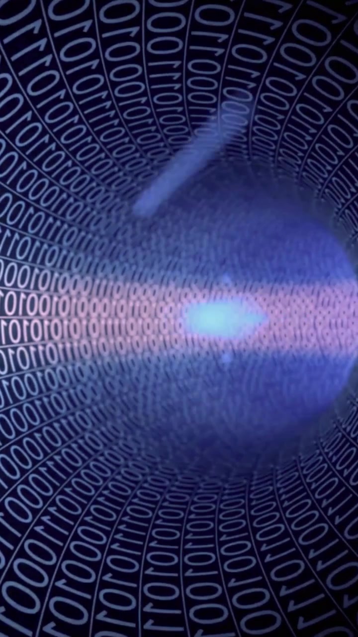Futuristic Binary Code Tunnel with Light and Data Flow