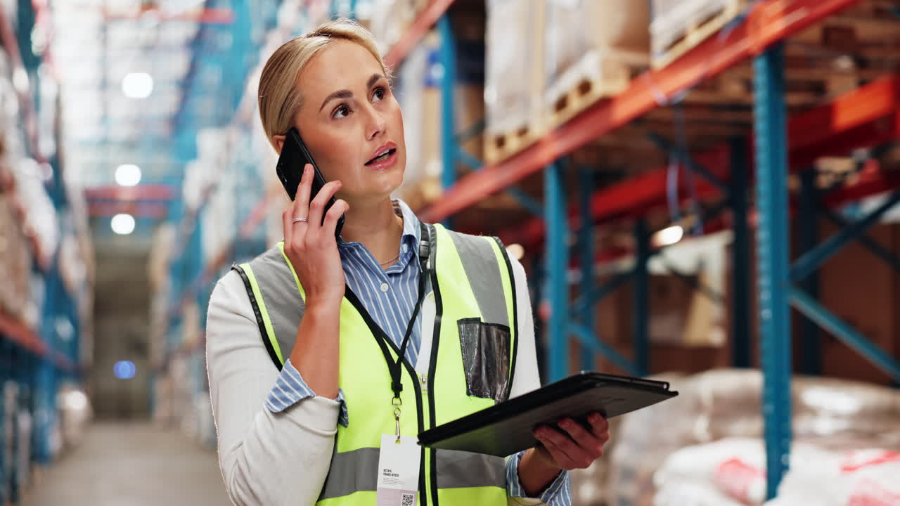 mujer que trabaja en un almacén