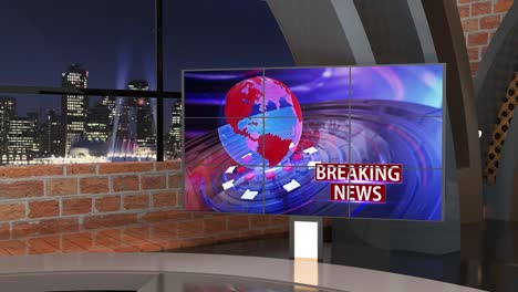 3d virtual news studio background loop