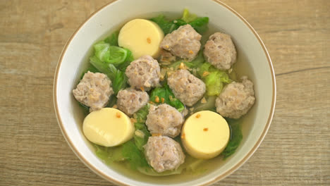 homemade clear soup with tofu and minced pork bowl