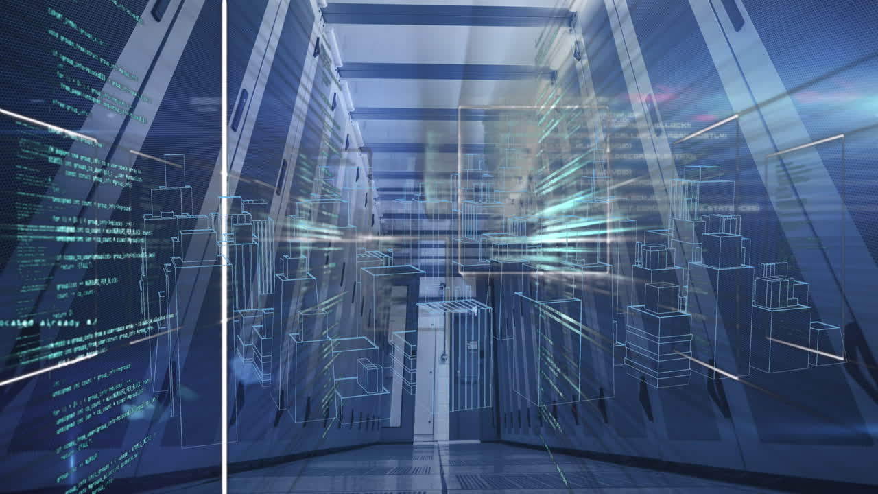 컴퓨터 서버  ⁇ 에 대한 데이터 처리 및 3d 도시 모델의 애니메이션