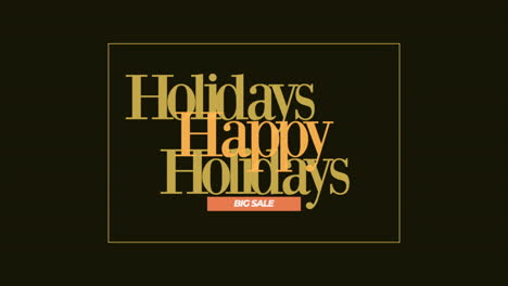 felices fiestas con marco dorado en textura degradada negra