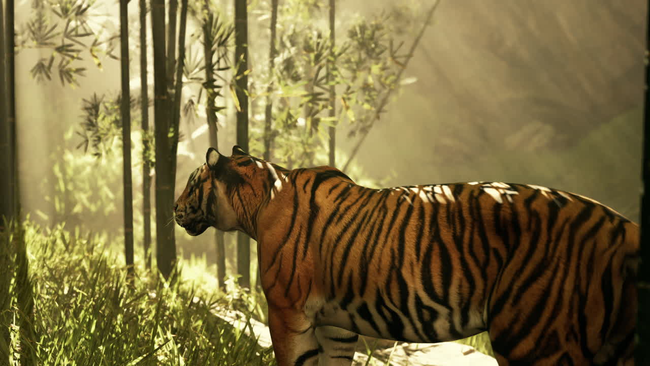 대나무 숲 에 있는 호랑이