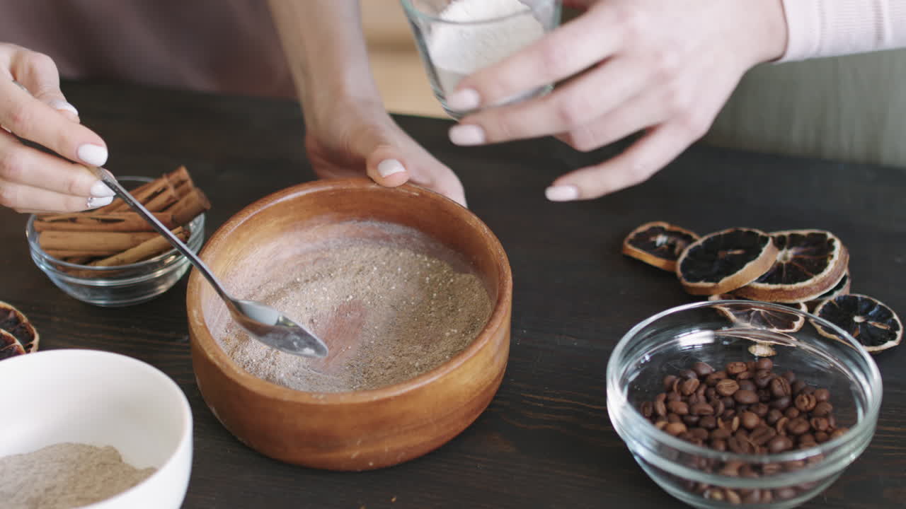 Mixing Bulk Ingredients For Natural Scrub