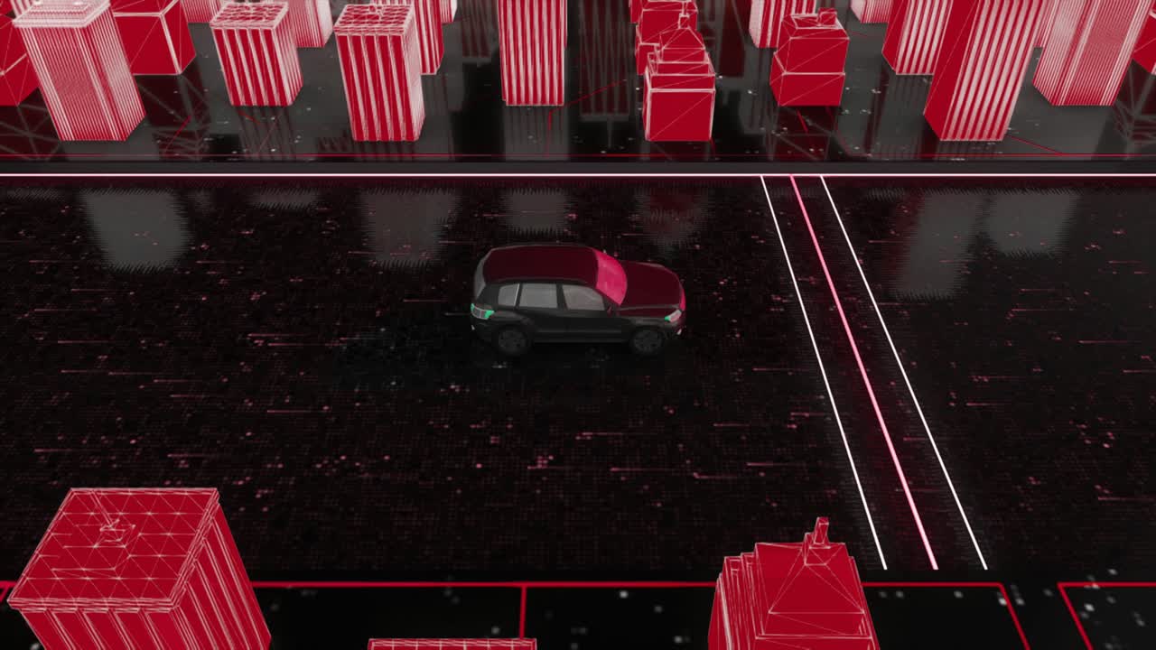 자동차와 함께 사이버 크 도시 거리