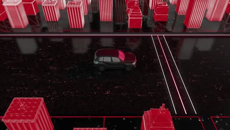 calle de la ciudad cyberpunk con coche