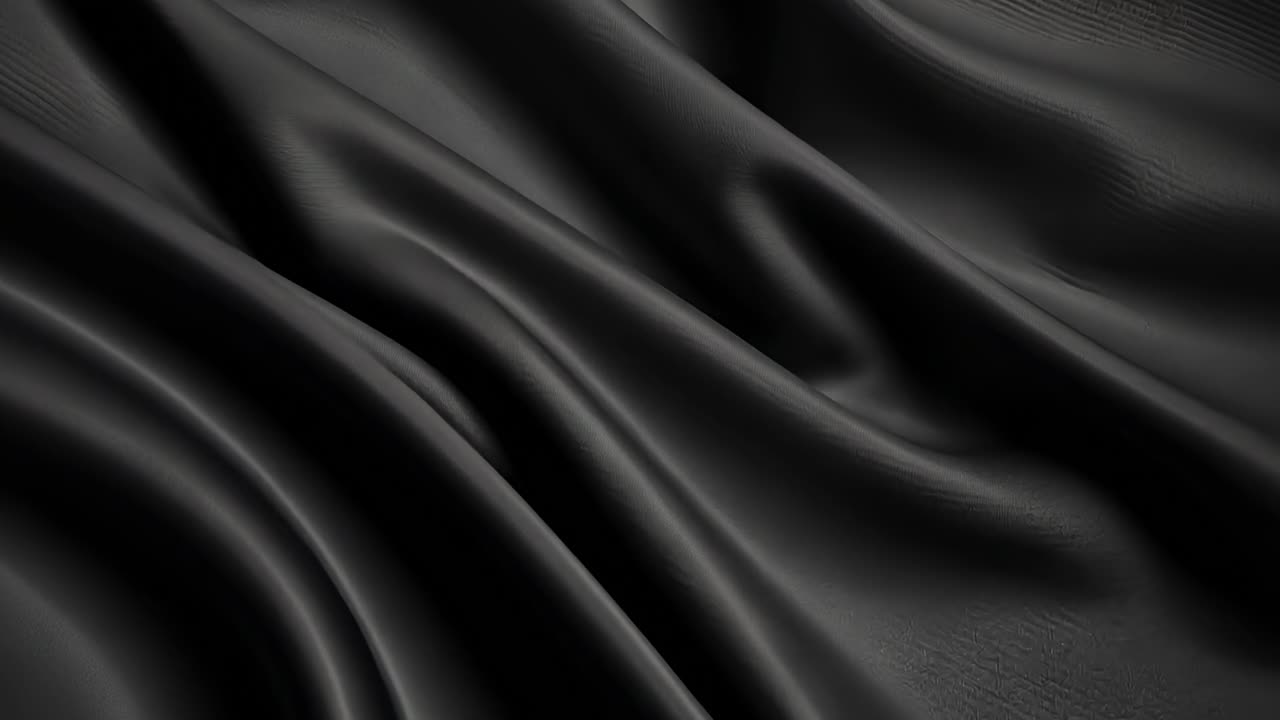 Close-up, top-down view of black fabric with soft, flowing folds