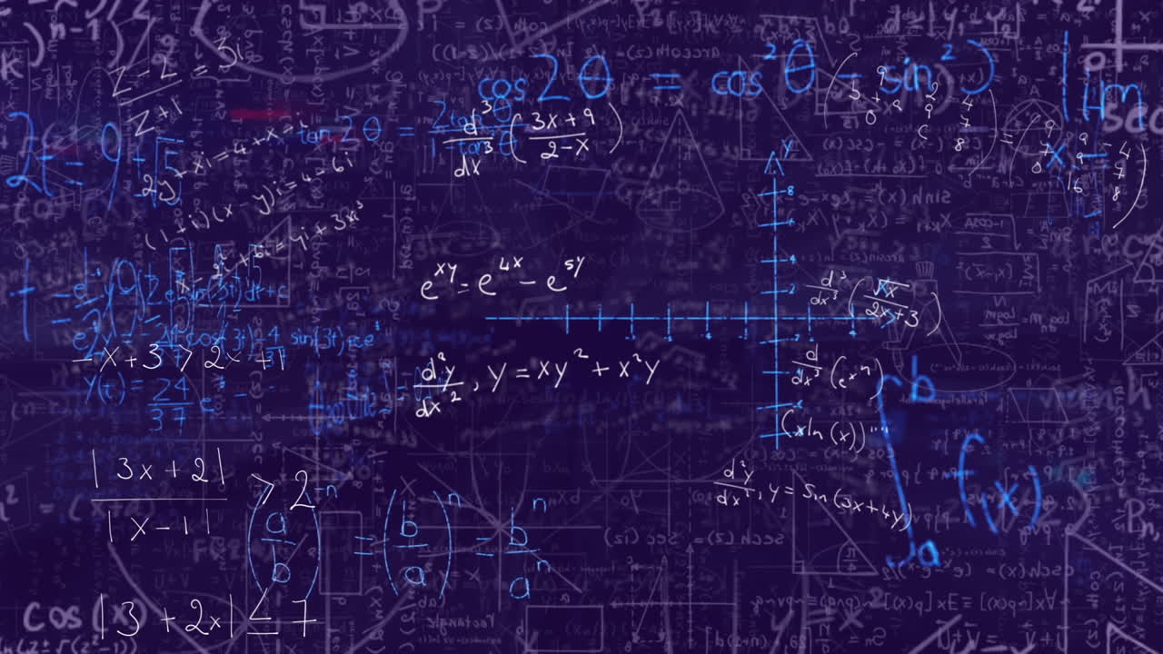 animación de ecuaciones matemáticas sobre un fondo negro
