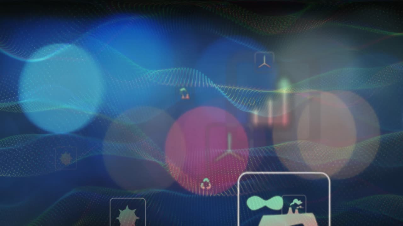 단점 및 빛의 점 네트워크의 애니메이션