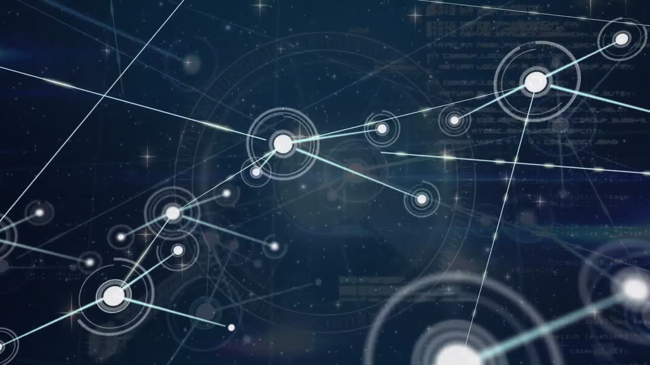 animación de redes de conexiones y procesamiento de datos en todo el mundo