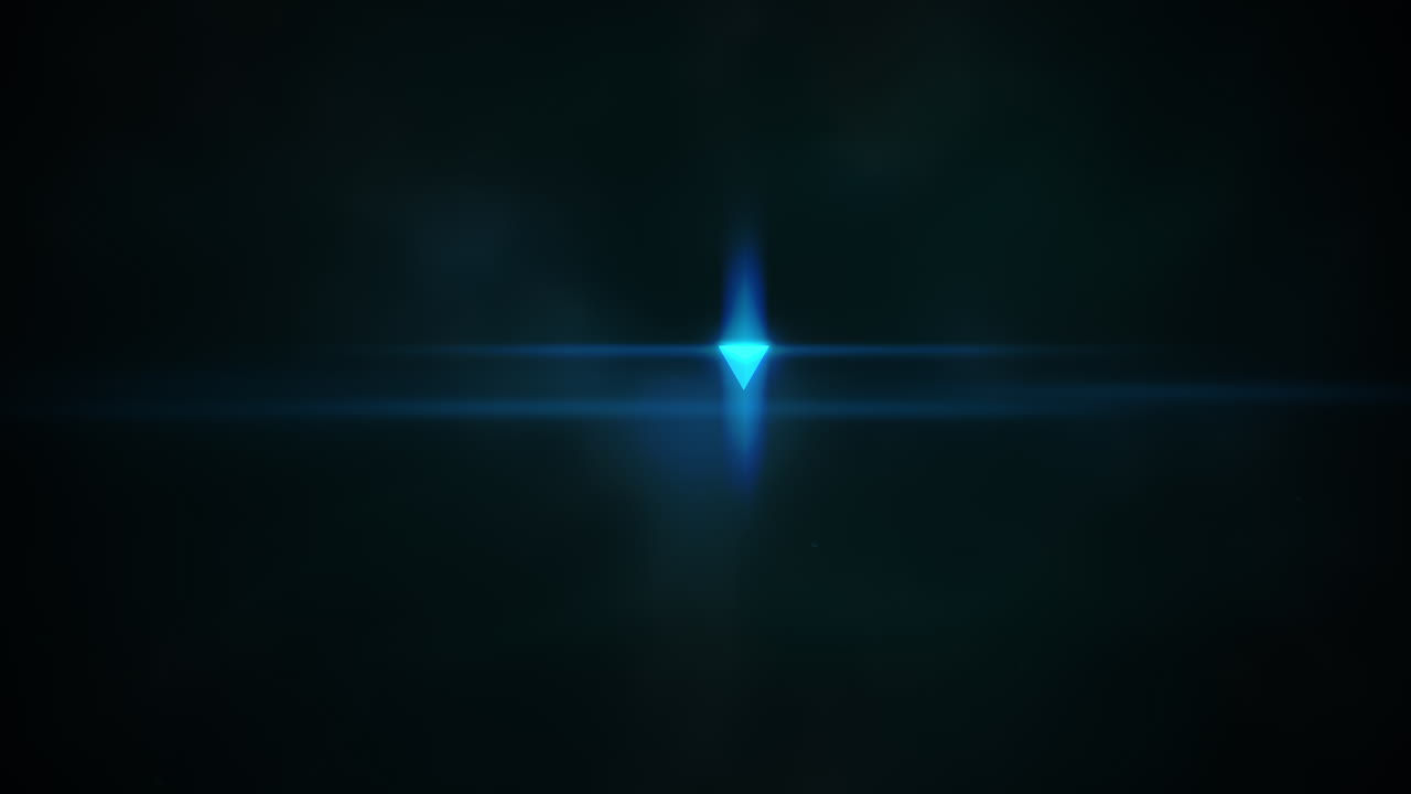 파란색 네온 삼각형과 검은 공간의 빛