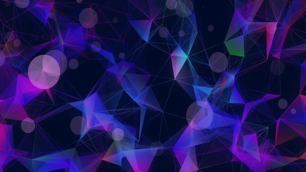 Animation of dots moving over black background with shapes