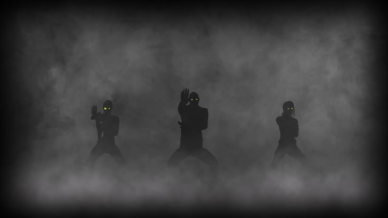 재미있는 좀비 그룹 댄스. 할로윈 개념