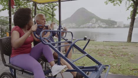 Senior Couple Enjoying a Pedal Boat Ride in Rio de Janeiro