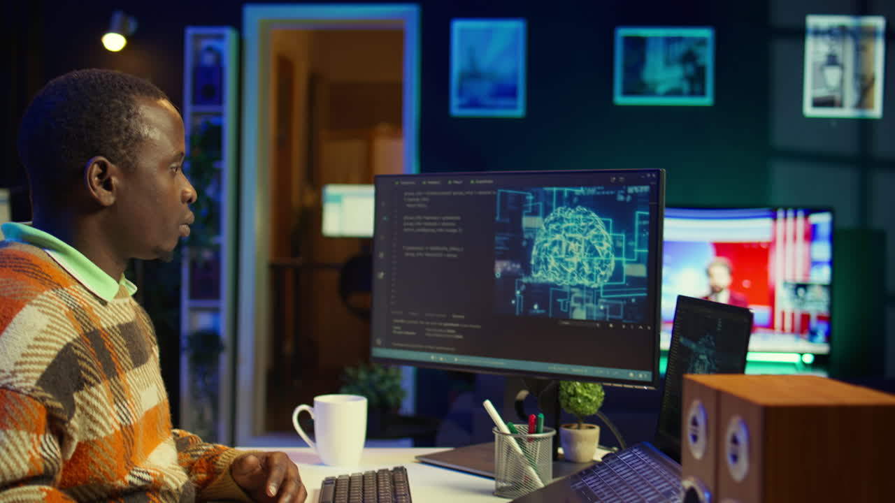Man working on computer in office