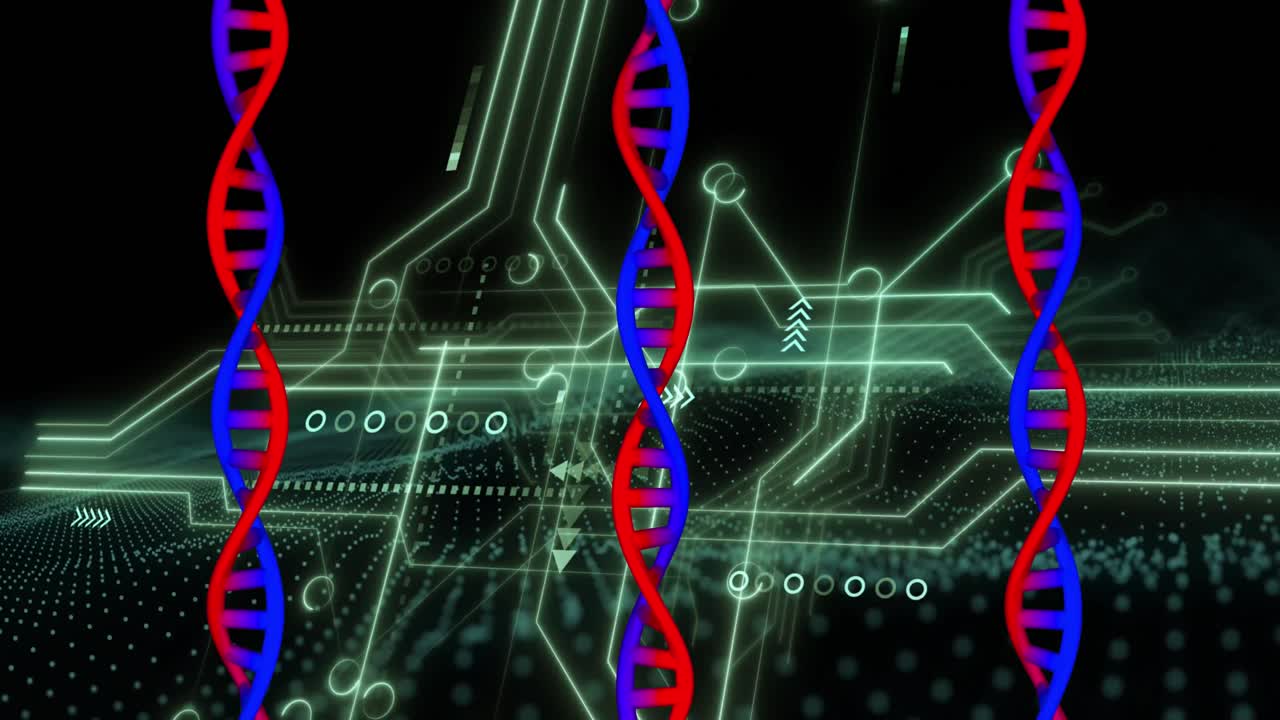 어두운 배경에서 의료 데이터 처리의 애니메이션