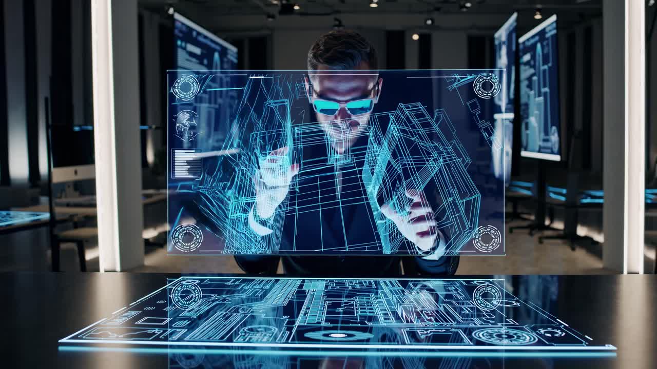 Man using augmented reality for architectural design