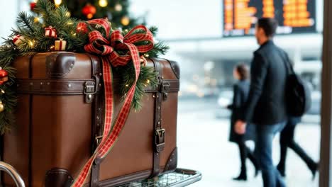 Festive Travel Luggage at the Airport