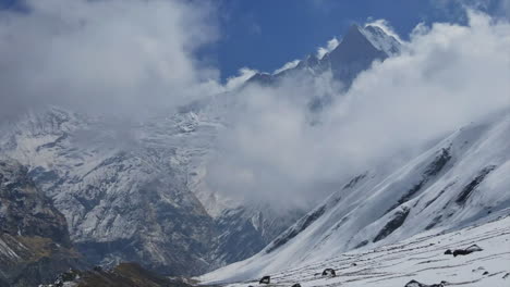 a time-lapse of clouds over the beautiful himalaya mountains of nepal