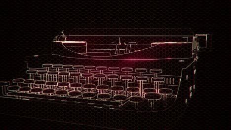 hologram of retro typewriter in the dark