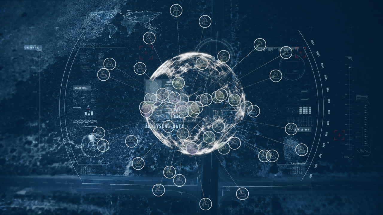 회전하는 지구와 함께 위성 애니메이션