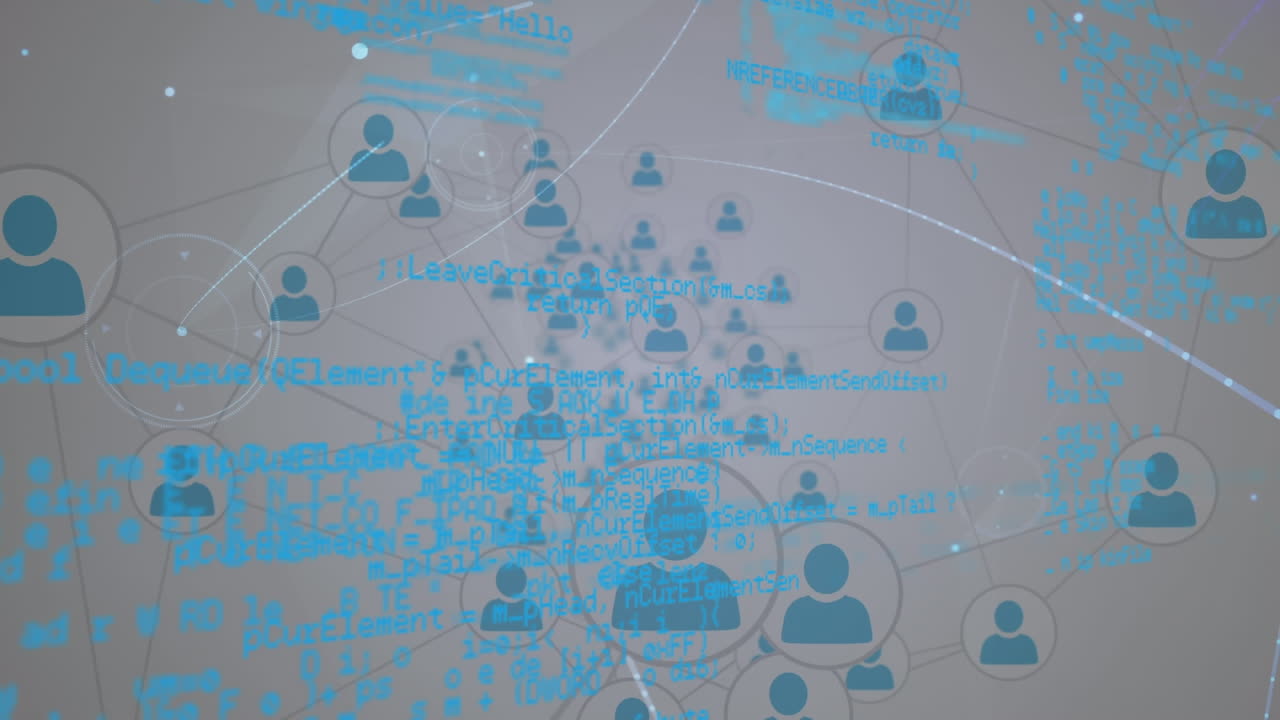 Animazione di elaborazione dati e rete di connessioni