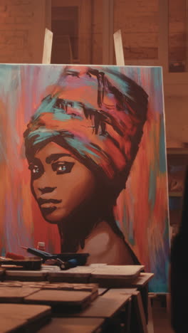 colorful portrait painting of an african woman