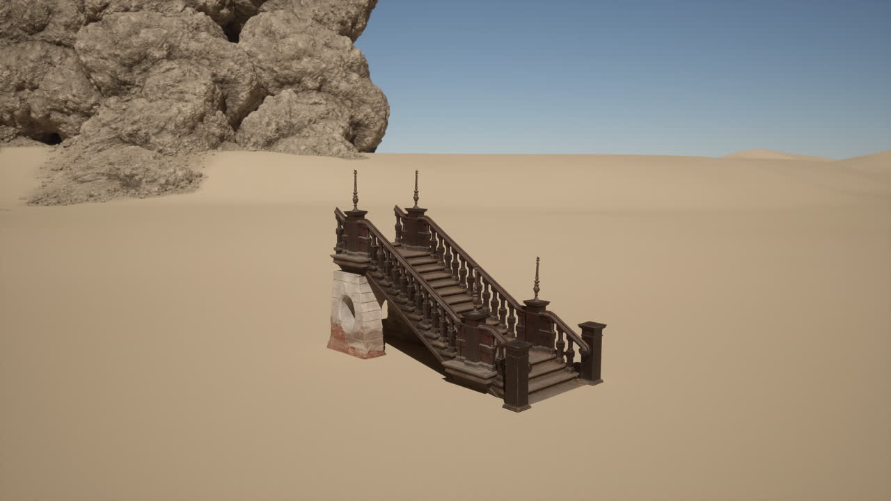 사막의 오래된 나무 계단