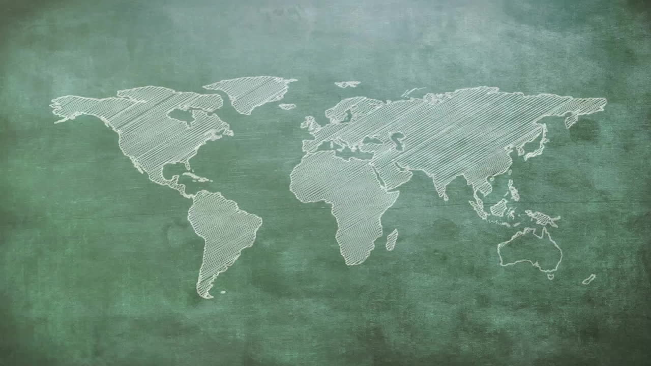 Animation of world map over green background
