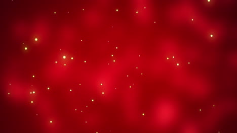 glowing white christmas light particles moving across red bokeh background